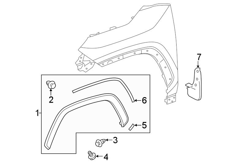 Diagram Fender. Exterior trim. for your 2024 Toyota Corolla Cross   