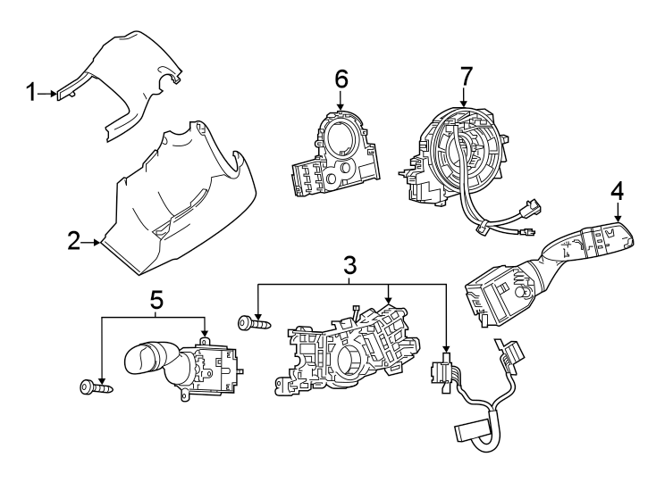 Diagram Steering column. Shroud. Switches & levers. for your 2015 Toyota Sequoia   