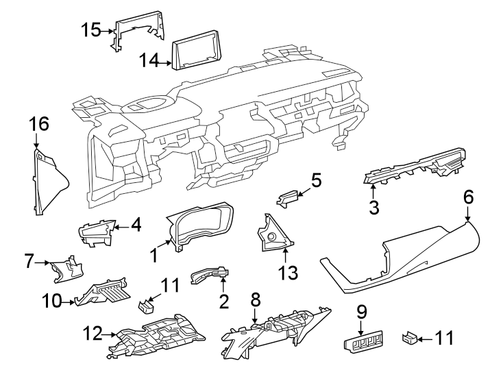 Diagram Instrument panel components. for your 2024 Toyota GR Supra   