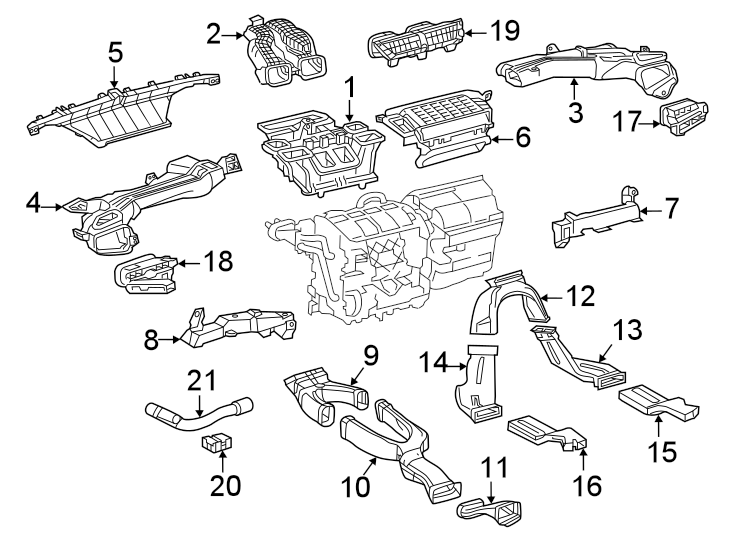 Diagram Instrument panel. Ducts. for your 2011 Toyota Highlander   