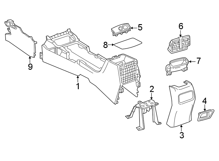 Diagram Center console. for your 2023 Toyota Corolla Cross   