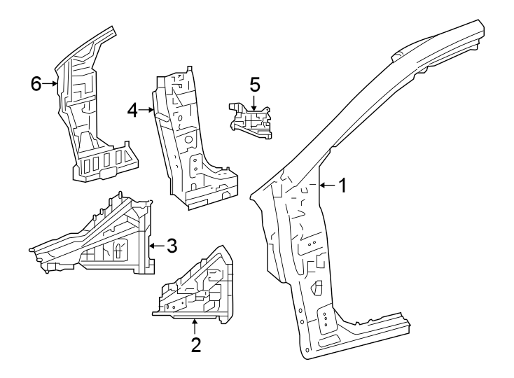 Diagram Pillars. Rocker & floor. Hinge pillar. for your 2012 Toyota 4Runner   