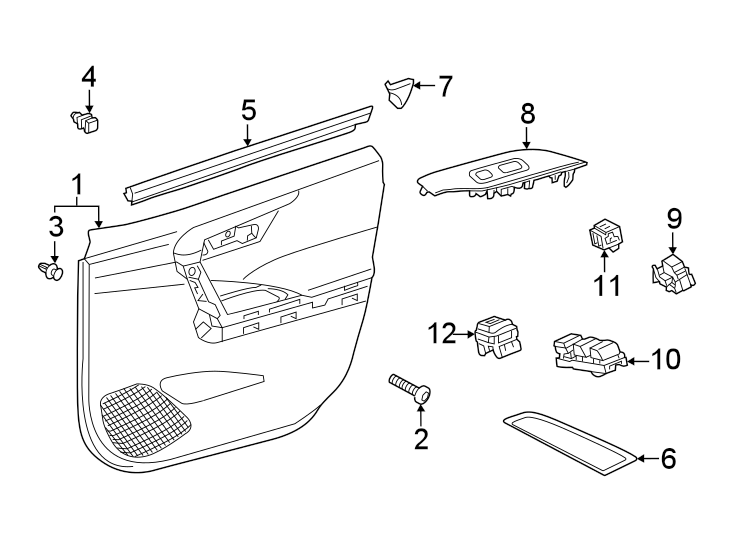 Diagram Front door. Interior trim. for your 2003 Toyota Avalon   