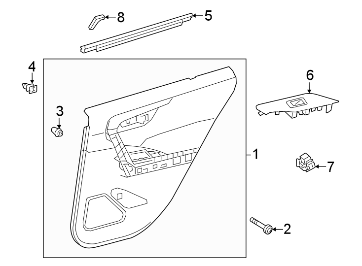 Diagram Rear door. Interior trim. for your Toyota Corolla Cross  