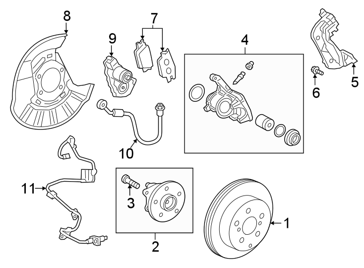 Diagram Rear suspension. Brake components. for your 2021 Toyota GR Supra   