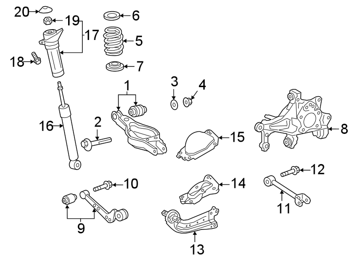 Diagram Rear suspension. Suspension components. for your Toyota Corolla Cross  