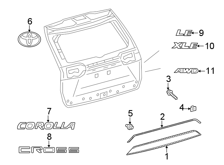 Diagram Lift gate. Exterior trim. for your 1992 Toyota 4Runner   