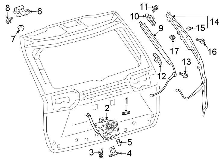 Diagram Lift gate. Lock & hardware. for your 2015 Toyota Prius Plug-In   