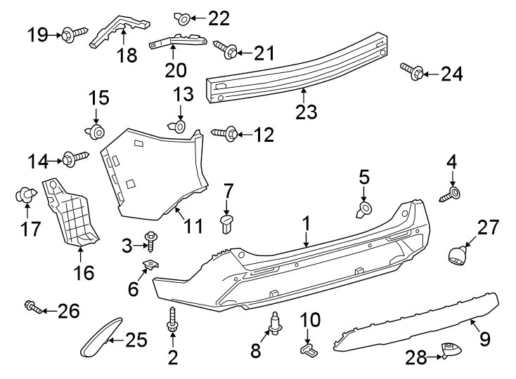 Diagram Rear bumper. Bumper & components. for your 2018 Toyota Prius Prime   