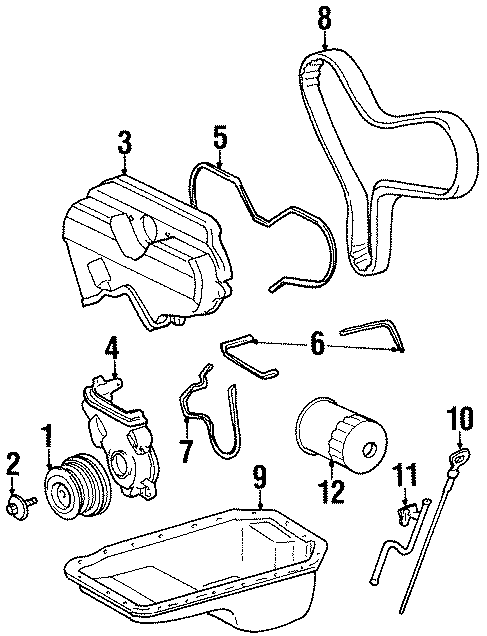 Diagram ENGINE PARTS. for your Toyota T100  