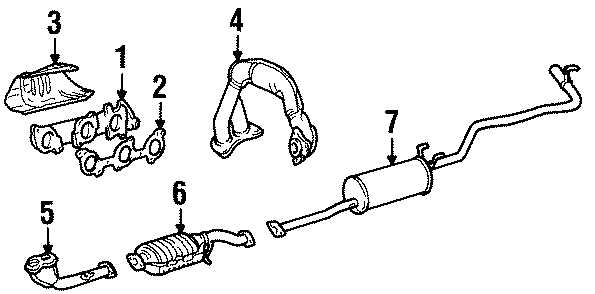 Diagram EXHAUST SYSTEM. EXHAUST COMPONENTS. for your 2001 Toyota Camry   