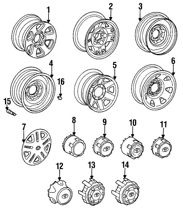 Diagram WHEELS. for your 1998 Toyota Avalon   