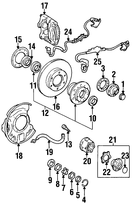 Diagram FRONT SUSPENSION. BRAKE COMPONENTS. for your 2021 Toyota Sequoia  Platinum Sport Utility 