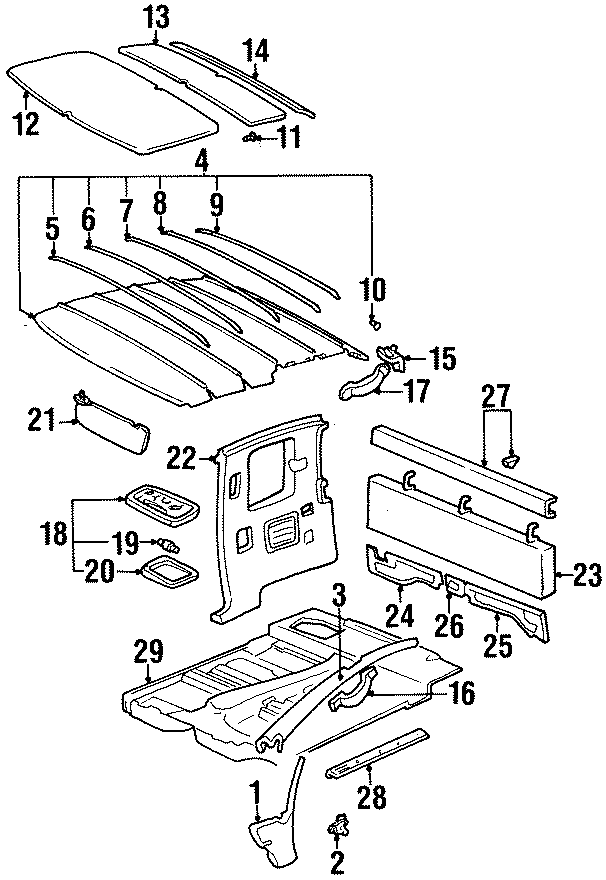 Diagram INTERIOR TRIM. for your 1997 Toyota Supra  Twin Turbo Hatchback 