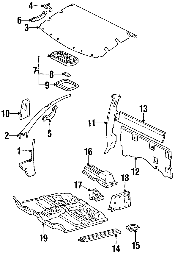 Diagram INTERIOR TRIM. for your 1994 Toyota PickUp   