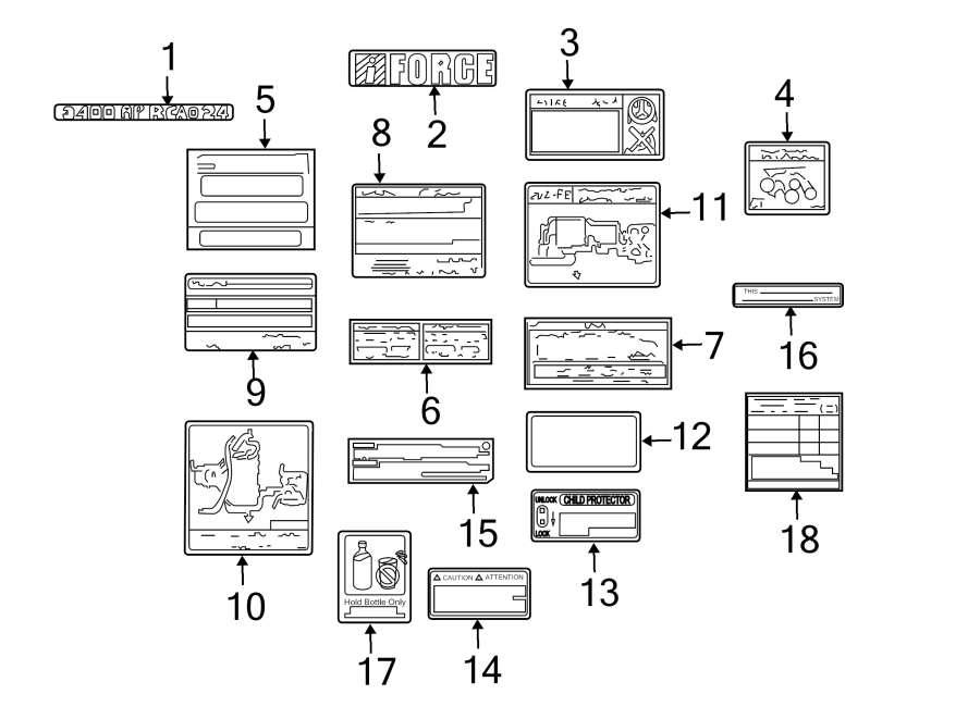 Diagram INFORMATION LABELS. for your 2005 Toyota Camry  SE SEDAN 