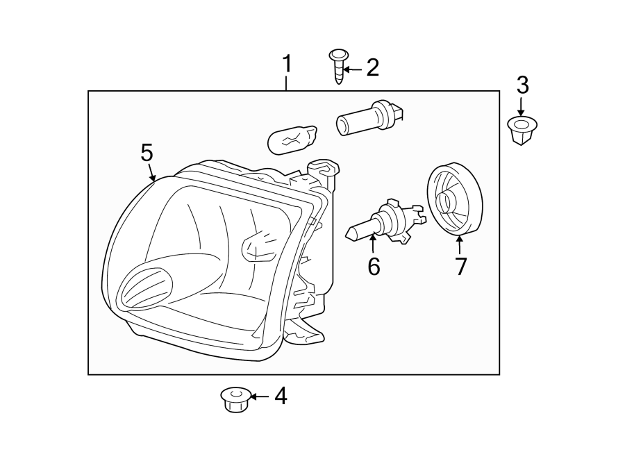 Diagram FRONT LAMPS. HEADLAMP COMPONENTS. for your 2000 Toyota RAV4   