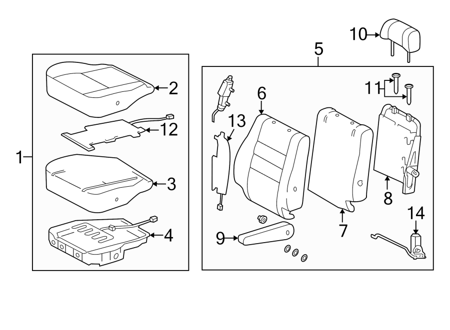 Diagram SEATS & TRACKS. FRONT SEAT COMPONENTS. for your 2006 Toyota Tundra 4.7L V8 A/T RWD SR5 Extended Cab Pickup Stepside 