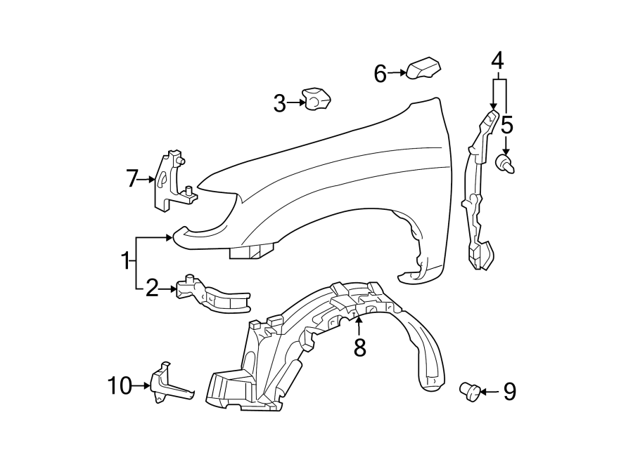 Diagram FENDER & COMPONENTS. for your 2003 Toyota Sequoia   