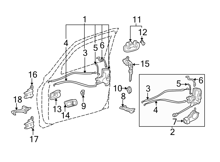 Diagram Front door. Lock & hardware. for your 2018 Toyota Prius Prime   