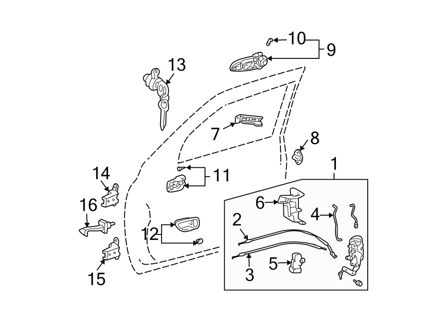 Diagram FRONT DOOR. LOCK & HARDWARE. for your 2015 Toyota Tacoma  TRD Pro Extended Cab Pickup Fleetside 