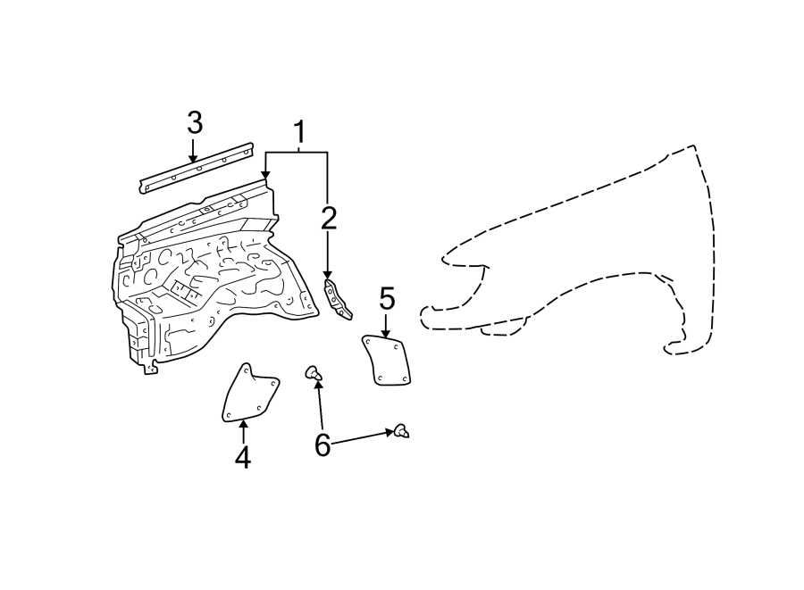 Diagram Fender. Inner components. for your 1997 Toyota T100   