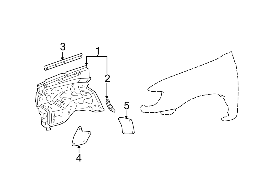 Diagram FENDER. INNER COMPONENTS. for your 1997 Toyota T100   