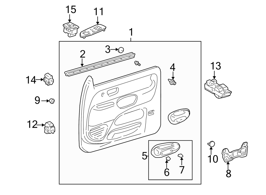 Diagram Front door. Interior trim. for your Toyota