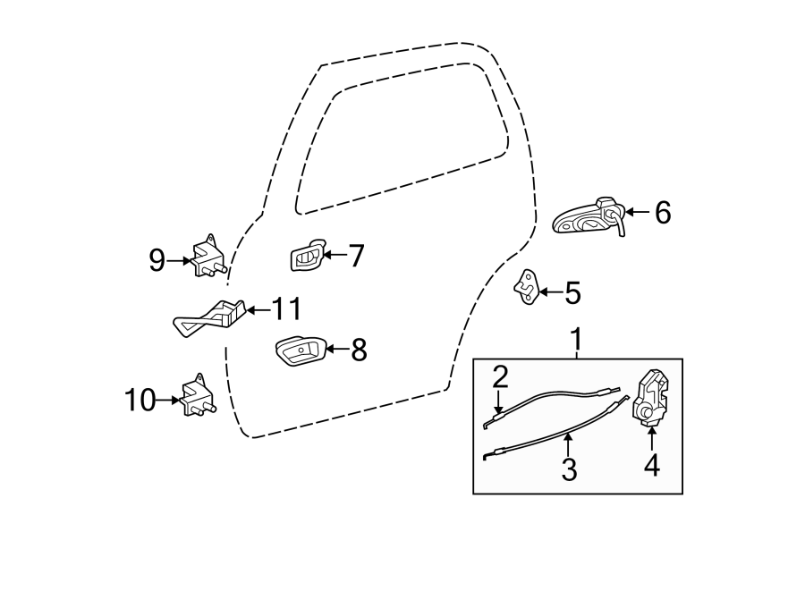 Diagram REAR DOOR. LOCK & HARDWARE. for your 2018 Toyota Yaris   