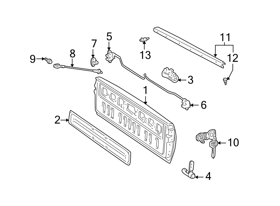 Diagram PICK UP BOX. TAIL GATE. for your 2001 Toyota Avalon  XLS Sedan 