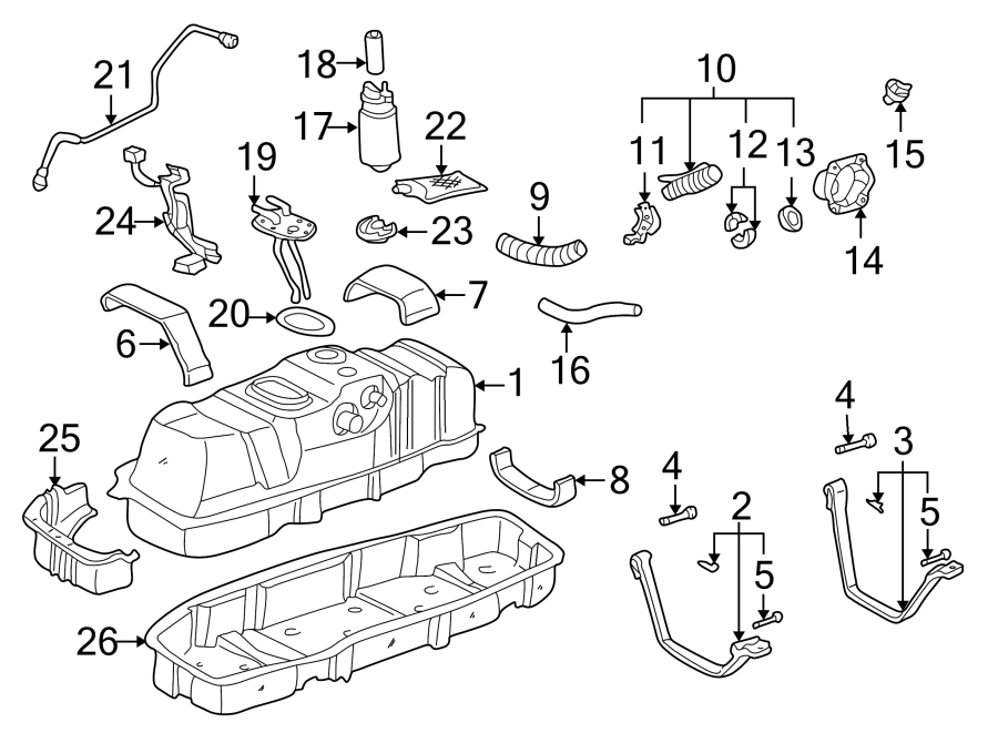 Diagram FUEL SYSTEM COMPONENTS. for your 2002 Toyota Tundra 4.7L V8 A/T RWD Limited Extended Cab Pickup Fleetside 