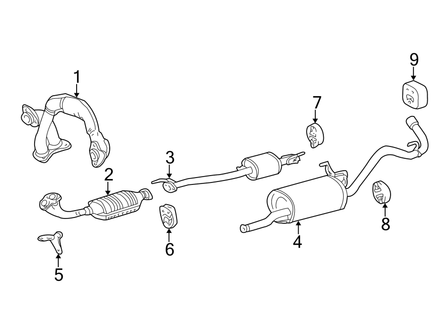 Diagram EXHAUST SYSTEM. EXHAUST COMPONENTS. for your 2007 Toyota Tundra 4.0L V6 A/T 4WD SR5 Extended Cab Pickup Fleetside 