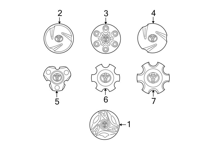 Diagram WHEELS. COVERS & TRIM. for your 2002 Toyota Avalon   