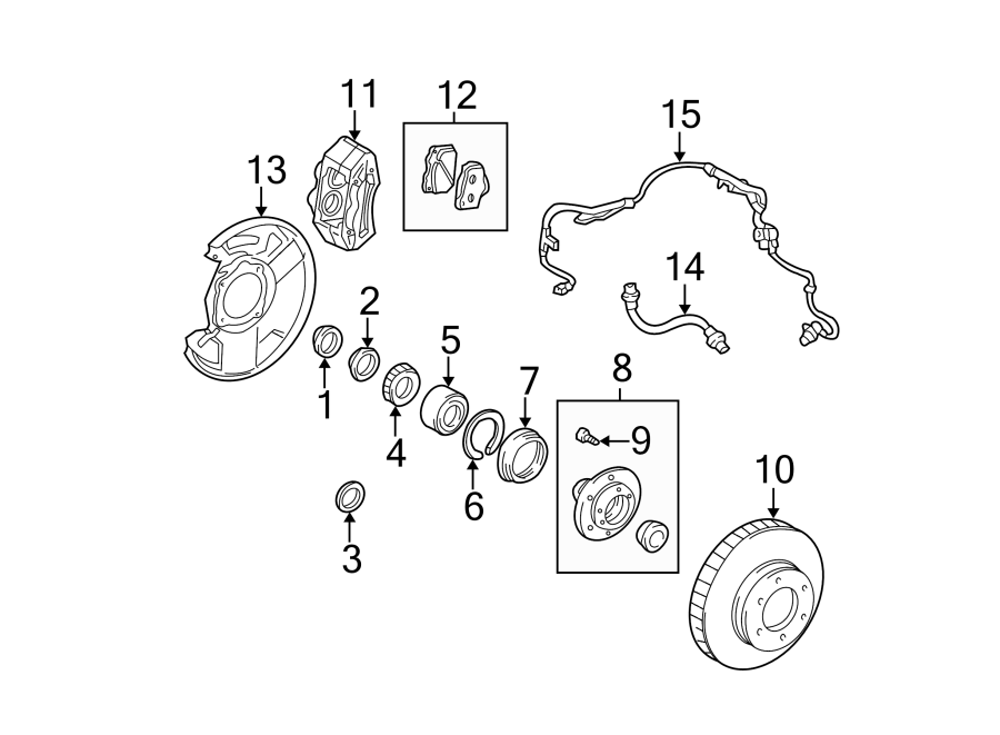 Diagram FRONT SUSPENSION. BRAKE COMPONENTS. for your 2005 Toyota Tundra  Limited Crew Cab Pickup Stepside 