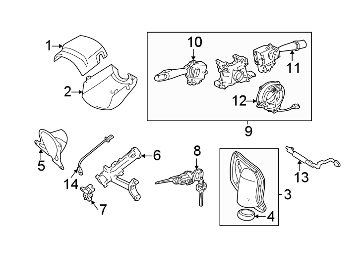 Diagram Steering column. Shroud. Switches & levers. for your 1999 Toyota 4Runner   