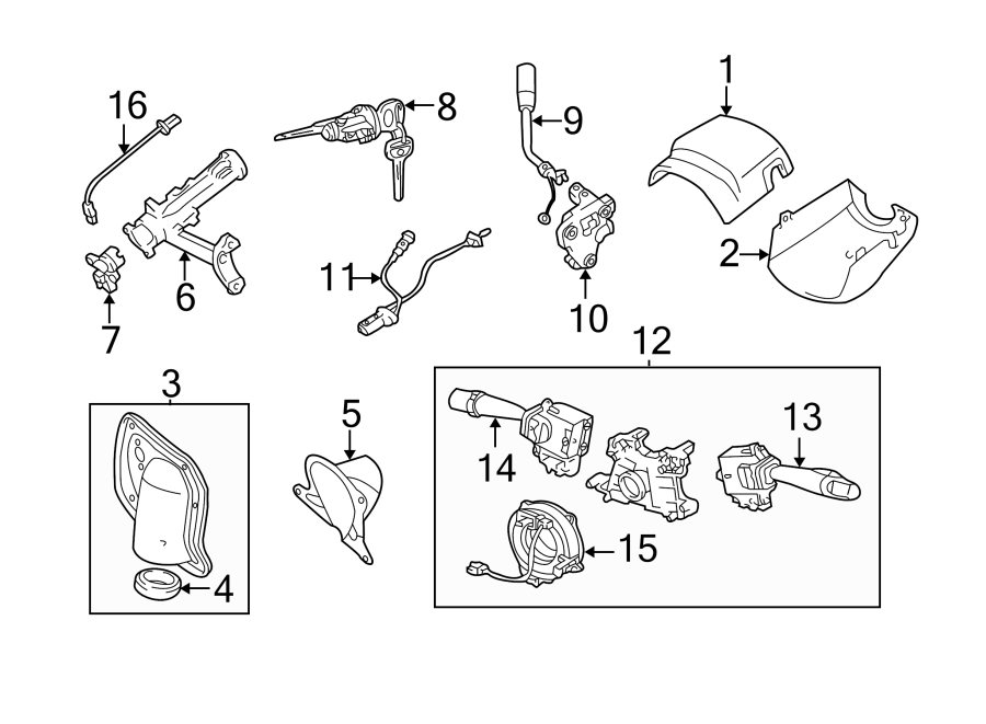 Diagram STEERING COLUMN. SHROUD. SWITCHES & LEVERS. for your 2016 Toyota Sequoia   