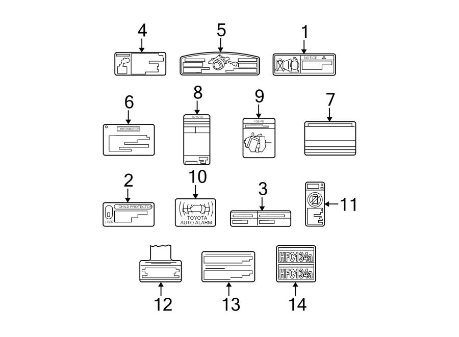 Diagram INFORMATION LABELS. for your 2000 Toyota Camry   