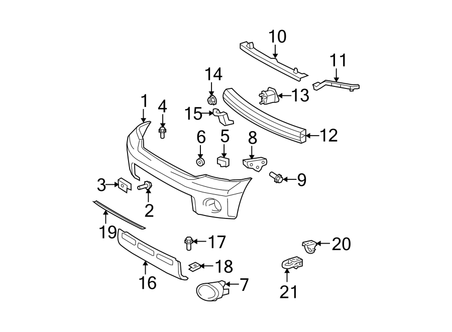 Diagram FRONT BUMPER. BUMPER & COMPONENTS. for your 2008 Toyota Tundra  Limited Extended Cab Pickup Fleetside 