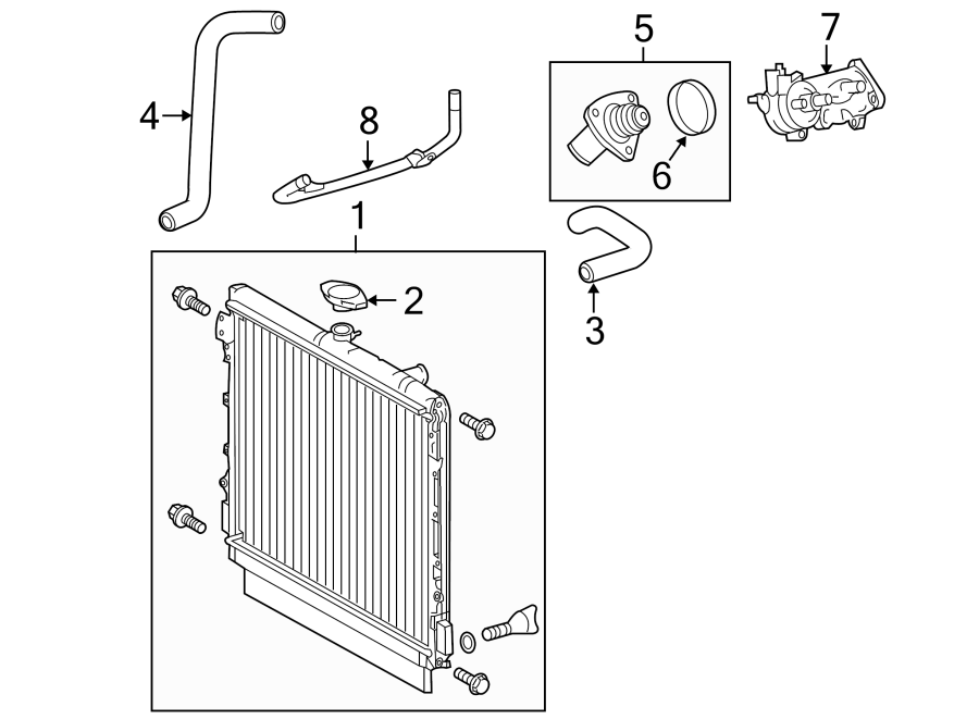 Diagram RADIATOR & COMPONENTS. for your 2011 Toyota Tundra  SR5 Extended Cab Pickup Fleetside 