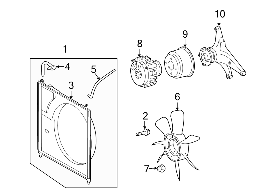 Diagram COOLING FAN. for your 2008 Toyota Tundra  Base Extended Cab Pickup Fleetside 