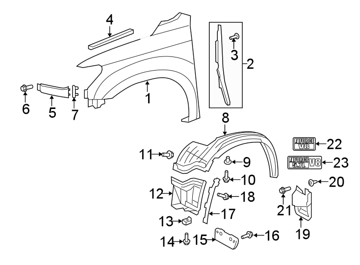 Diagram EXTERIOR TRIM. FENDER & COMPONENTS. for your 2012 Toyota Tundra 5.7L i-Force V8 A/T RWD Base Extended Cab Pickup Fleetside 