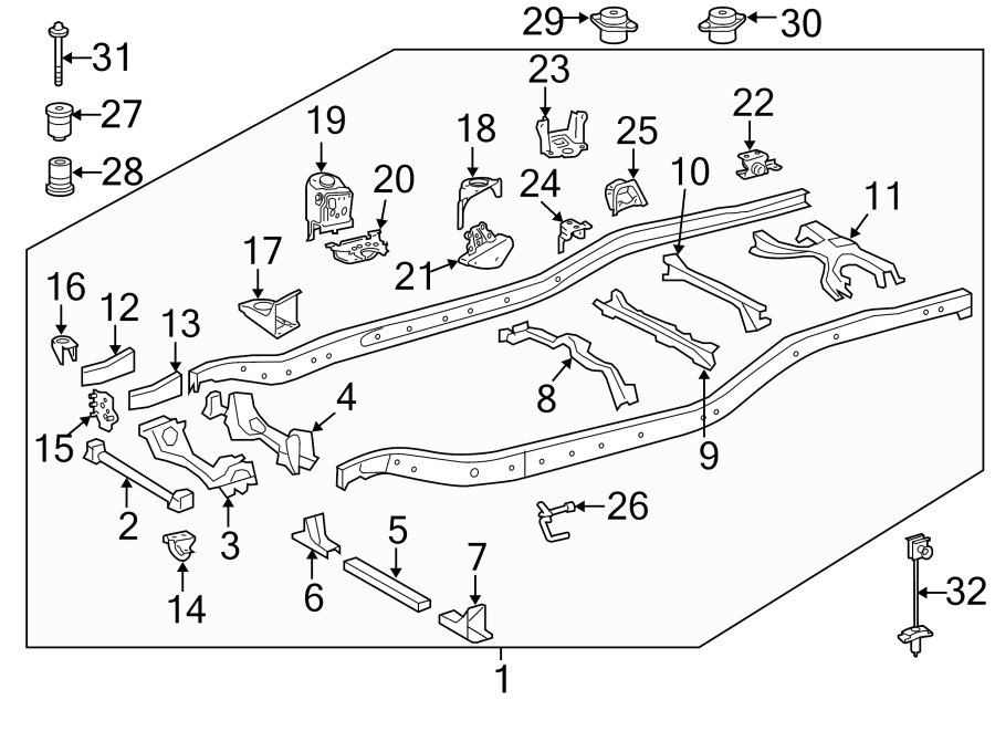 Diagram Frame & components. for your 2014 Toyota Land Cruiser   