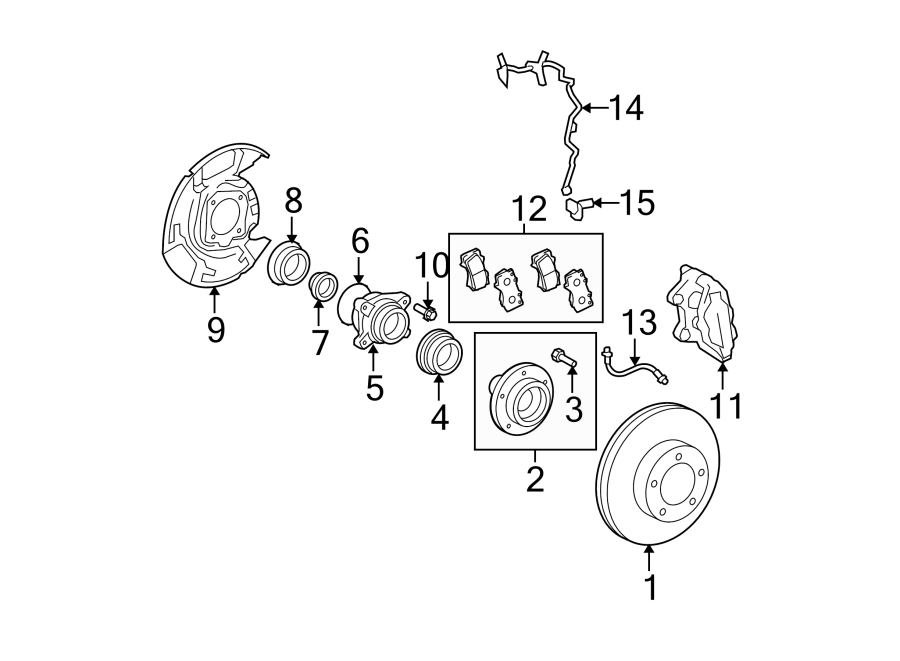 Diagram Front suspension. Brake components. for your 2019 Toyota Corolla   