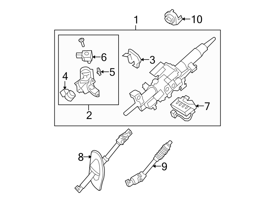 Diagram STEERING COLUMN ASSEMBLY. for your 2009 Toyota Highlander 2.7L A/T AWD Base Sport Utility 