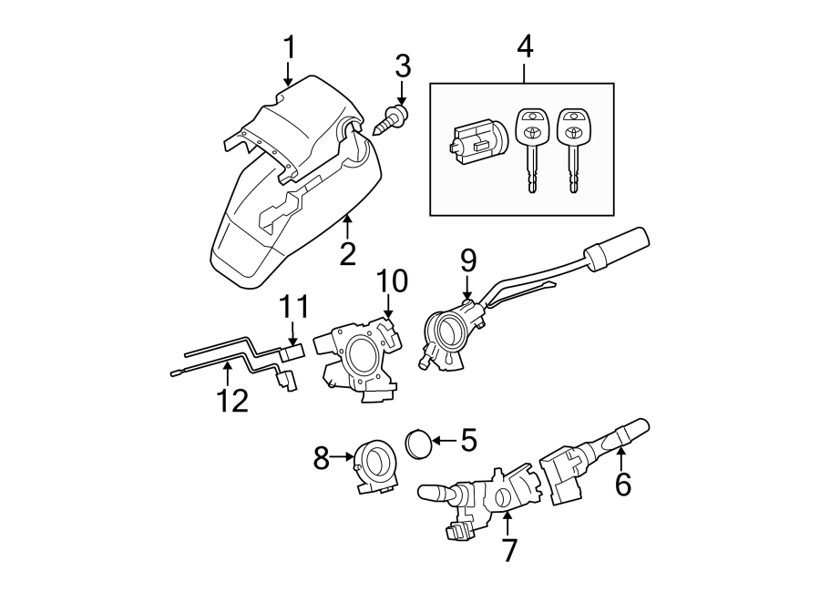 Diagram STEERING COLUMN. SHROUD. SWITCHES & LEVERS. for your 2011 Toyota RAV4   