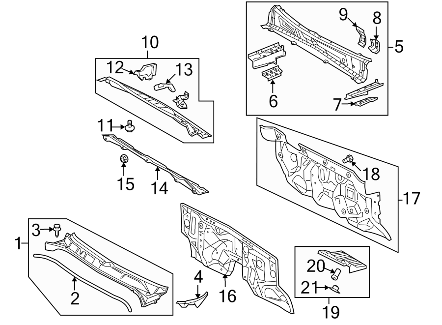 Diagram COWL. for your 2008 Toyota Tundra  Base Standard Cab Pickup Fleetside 