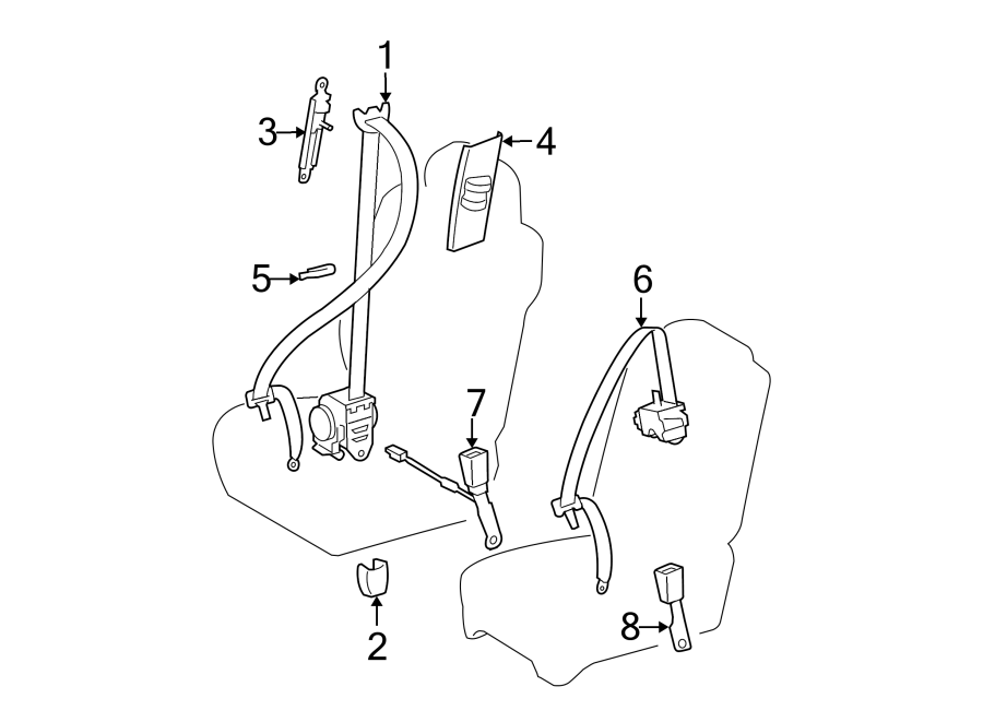 Diagram RESTRAINT SYSTEMS. FRONT SEAT BELTS. for your 2009 Toyota Highlander 3.5L V6 A/T FWD Sport Sport Utility 