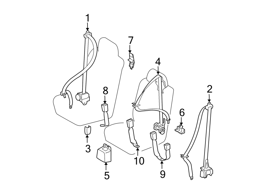 Diagram RESTRAINT SYSTEMS. REAR SEAT BELTS. for your Toyota