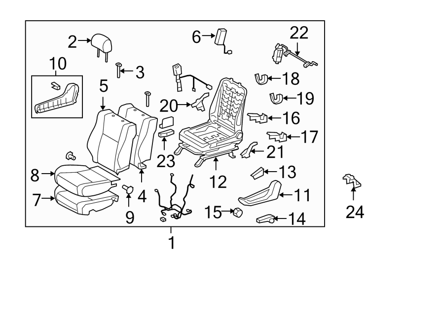 Diagram SEATS & TRACKS. DRIVER SEAT COMPONENTS. for your 2012 Toyota Tundra  Base Extended Cab Pickup Fleetside 