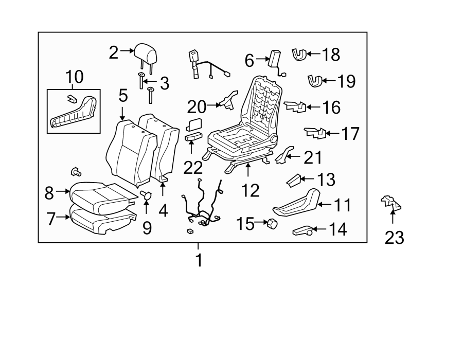 Diagram SEATS & TRACKS. DRIVER SEAT COMPONENTS. for your 2012 Toyota Tundra  Base Extended Cab Pickup Fleetside 